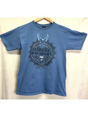 2010 Harley Davidson Tee Shirt Short Sleeve Crew Neck Blue Cotton Utah Men M #f